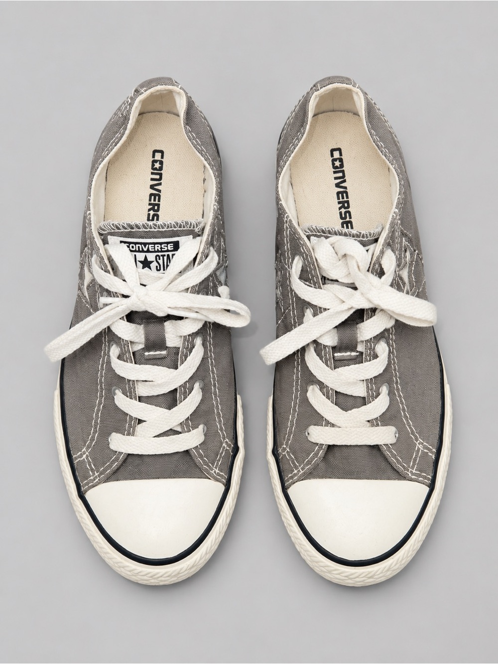 Converse Gray Low Top Canvas Sneakers with White Laces